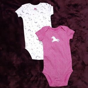 Over the Moon Pink Unicorn & Rainbow Onesies